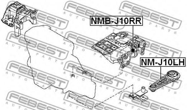 Подушка двигателя FEBEST NM-J10LH Подушка двигателя FEBEST NM-J10LH
