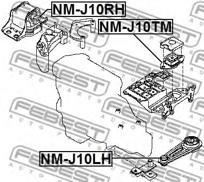 Подушка МКПП FEBEST NM-J10TM Подушка МКПП FEBEST NM-J10TM