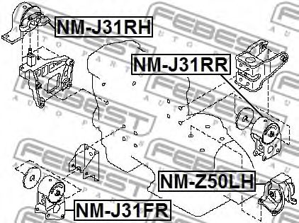 Подушка двигателя FEBEST NM-J31RR Подушка двигателя FEBEST NM-J31RR