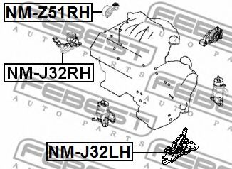 Подушка двигателя FEBEST NM-J32RH Подушка двигателя FEBEST NM-J32RH