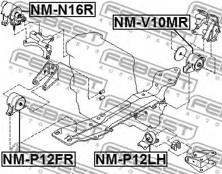Подушка двигателя FEBEST NM-P12LH Подушка двигателя FEBEST NM-P12LH