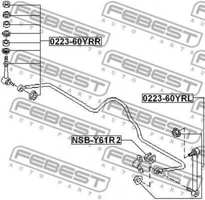Втулка стабилизатора FEBEST NSB-Y61R2 Втулка стабилизатора FEBEST NSB-Y61R2