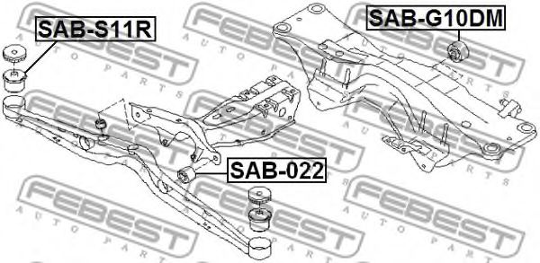 Сайлентблок задней балки FEBEST SAB-022 Сайлентблок задней балки FEBEST SAB-022