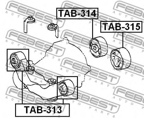 Опора, дифференциал FEBEST TAB-313 Опора, дифференциал FEBEST TAB-313