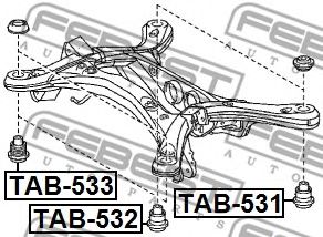 Сайлентблок задней балки FEBEST TAB-532 Сайлентблок задней балки FEBEST TAB-532