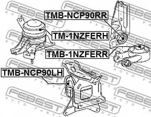 Подушка двигателя FEBEST TM-1NZFERH Подушка двигателя FEBEST TM-1NZFERH