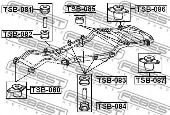 Сайлентблок задней балки FEBEST TSB-086 Сайлентблок задней балки FEBEST TSB-086