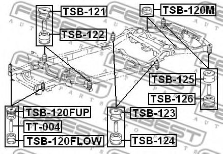 Сайлентблок задней балки FEBEST TSB-125 Сайлентблок задней балки FEBEST TSB-125
