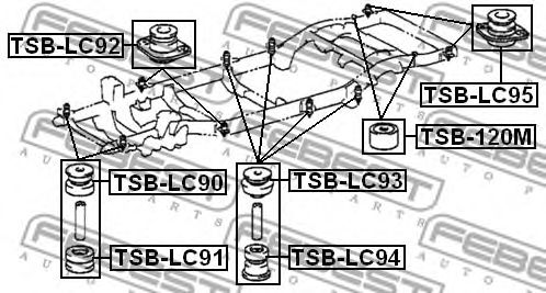 Сайлентблок задней балки FEBEST TSB-LC94 Сайлентблок задней балки FEBEST TSB-LC94