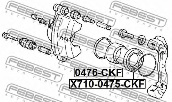 Пылезащитный колпак, поршень корпуса скобы тормоза FEBEST X710-0475-CKF Пылезащитный колпак, поршень корпуса скобы тормоза FEBEST X710-0475-CKF