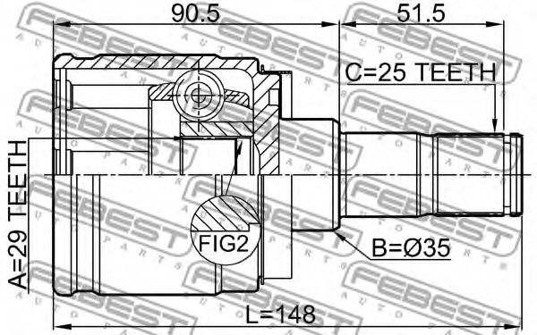 ШРУС FEBEST 0411-H77WRH ШРУС FEBEST 0411-H77WRH