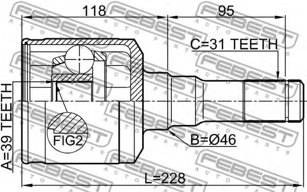 ШРУС FEBEST 2111-F150LH ШРУС FEBEST 2111-F150LH