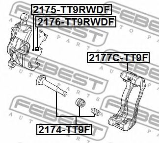 Направляющий болт, корпус скобы тормоза FEBEST 2174-TT9F