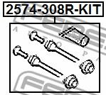Направляющий болт, корпус скобы тормоза FEBEST 2574-308R-KIT