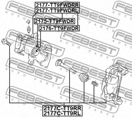 Комплект поддержки корпуса скобы тормоза FEBEST 2177C-TT9RR