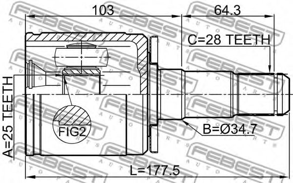 ШРУС FEBEST 0411-PD4WLH ШРУС FEBEST 0411-PD4WLH