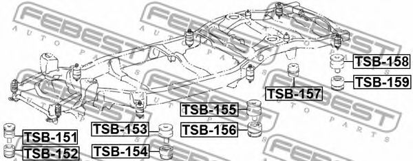 Сайлентблок задней балки FEBEST TSB-151 Сайлентблок задней балки FEBEST TSB-151