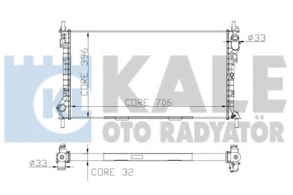 Радиатор охлаждения двигателя KALE Oto Radyator 174799