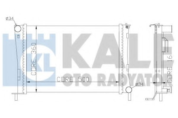Радиатор охлаждения двигателя KALE Oto Radyator 349600
