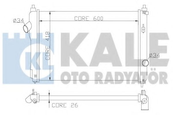 Радиатор охлаждения двигателя KALE Oto Radyator 355100