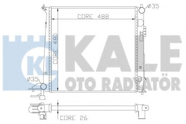 Радиатор охлаждения двигателя KALE Oto Radyator 341960