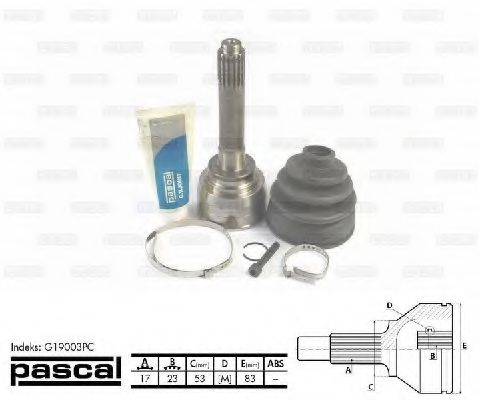ШРУС с пыльником PASCAL G19003PC ШРУС с пыльником PASCAL G19003PC