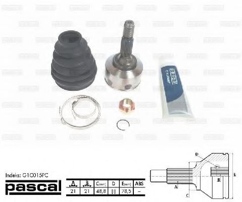 ШРУС с пыльником PASCAL G1C015PC ШРУС с пыльником PASCAL G1C015PC