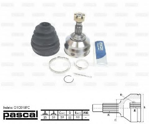 ШРУС с пыльником PASCAL G1C018PC ШРУС с пыльником PASCAL G1C018PC