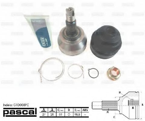 ШРУС с пыльником PASCAL G1D008PC ШРУС с пыльником PASCAL G1D008PC