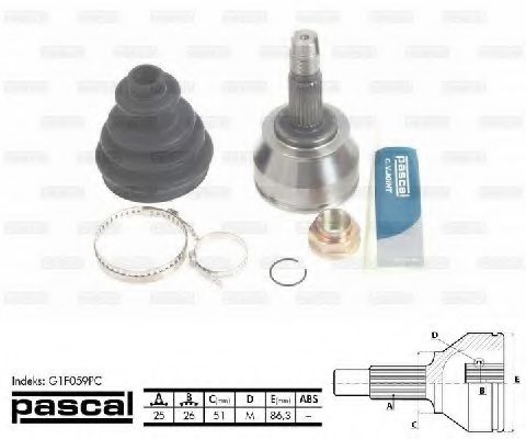 ШРУС с пыльником PASCAL G1F059PC ШРУС с пыльником PASCAL G1F059PC