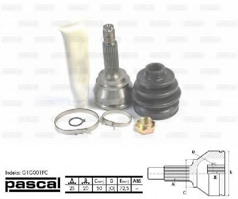ШРУС с пыльником PASCAL G1G001PC ШРУС с пыльником PASCAL G1G001PC