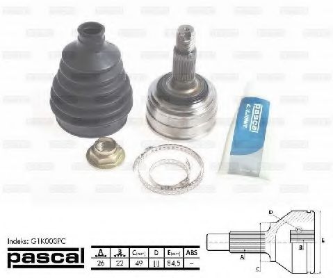 ШРУС с пыльником PASCAL G1K003PC ШРУС с пыльником PASCAL G1K003PC
