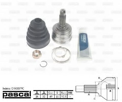 ШРУС с пыльником PASCAL G1K007PC ШРУС с пыльником PASCAL G1K007PC