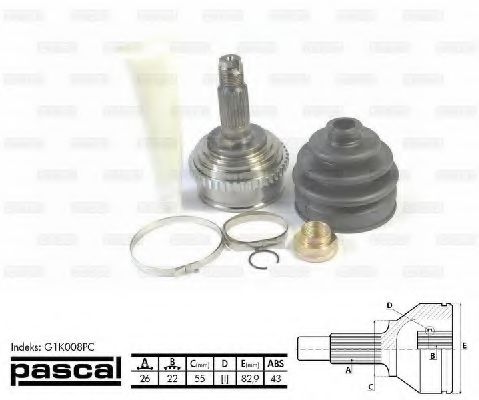 ШРУС с пыльником PASCAL G1K008PC ШРУС с пыльником PASCAL G1K008PC