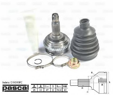 ШРУС с пыльником PASCAL G1K010PC ШРУС с пыльником PASCAL G1K010PC