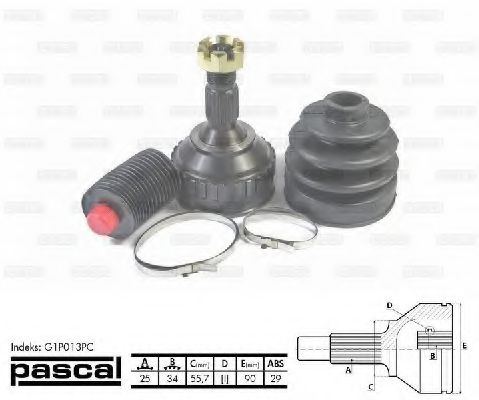 ШРУС с пыльником PASCAL G1P013PC ШРУС с пыльником PASCAL G1P013PC