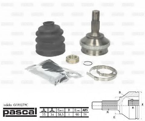ШРУС с пыльником PASCAL G1P027PC