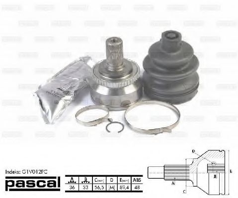 ШРУС с пыльником PASCAL G1V012PC ШРУС с пыльником PASCAL G1V012PC