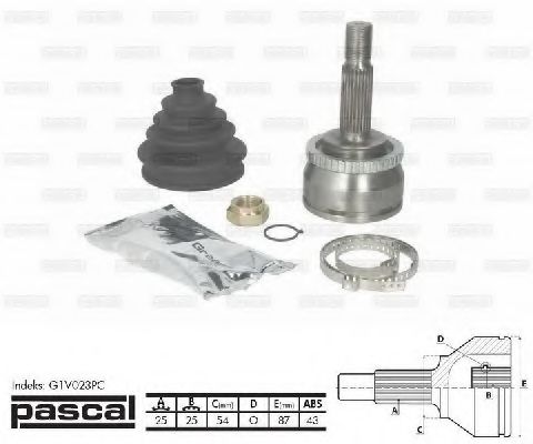 ШРУС с пыльником PASCAL G1V023PC