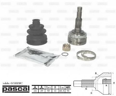 ШРУС с пыльником PASCAL G1X035PC