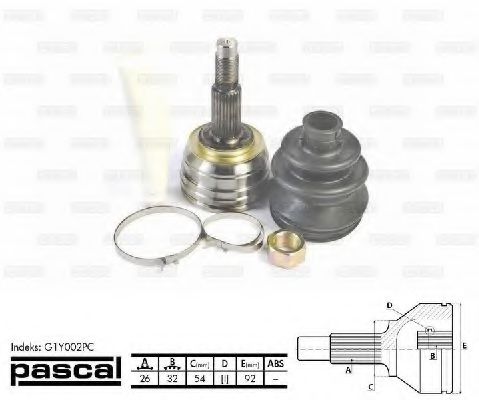 ШРУС с пыльником PASCAL G1Y002PC ШРУС с пыльником PASCAL G1Y002PC