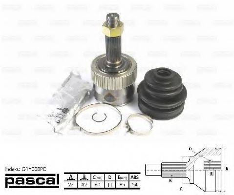 ШРУС с пыльником PASCAL G1Y008PC ШРУС с пыльником PASCAL G1Y008PC