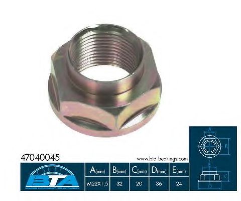 Осевая гайка BTA 47040045BTA Осевая гайка BTA 47040045BTA
