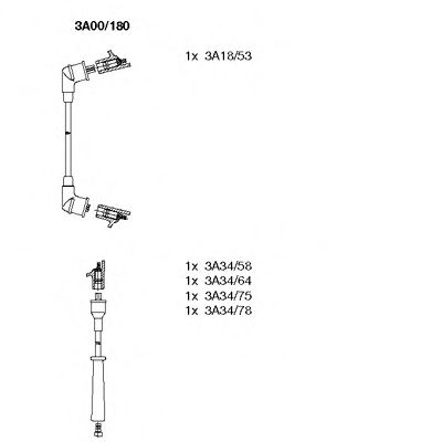 Комплект проводов зажигания bremi 3A00/180