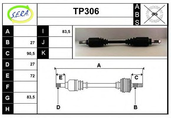 Полуось в сборе sera TP306