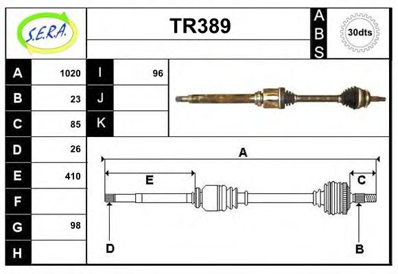 Полуось в сборе sera TR389