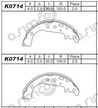 Тормозные колодки барабанные ASIMCO K0714