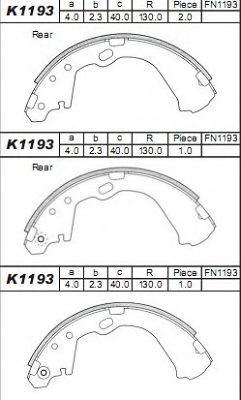 Тормозные колодки барабанные ASIMCO K1193