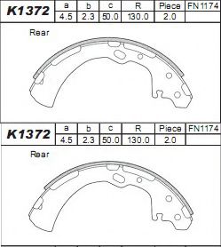 Тормозные колодки барабанные ASIMCO K1372