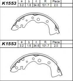 Тормозные колодки барабанные ASIMCO K1553
